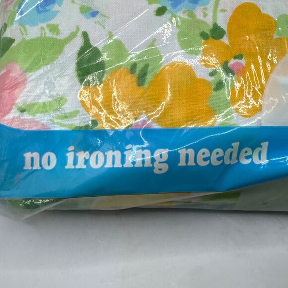 Vintage Montgomery Ward 1970s  Full Fitted Sheet Flowers New Old Stock - Picture 8 of 10